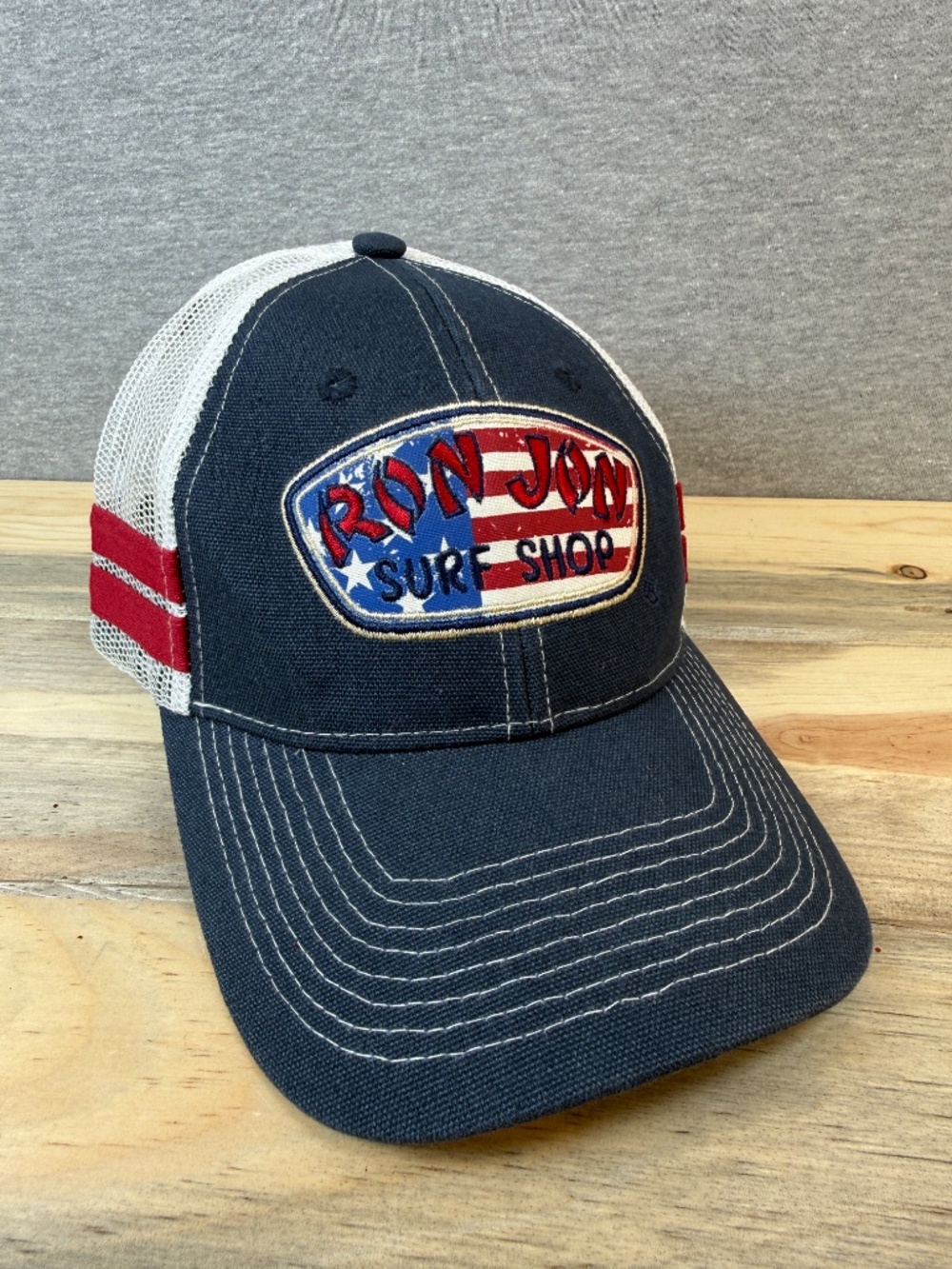 Ron Jon Surf Shop Patriotic Trucker Cap Adjustable Breathable Mesh Like New!